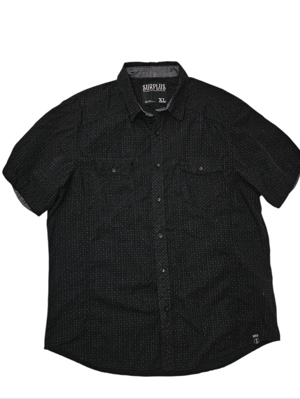 Surplus Men's Black Short-Sleeve Button-Up Shirt